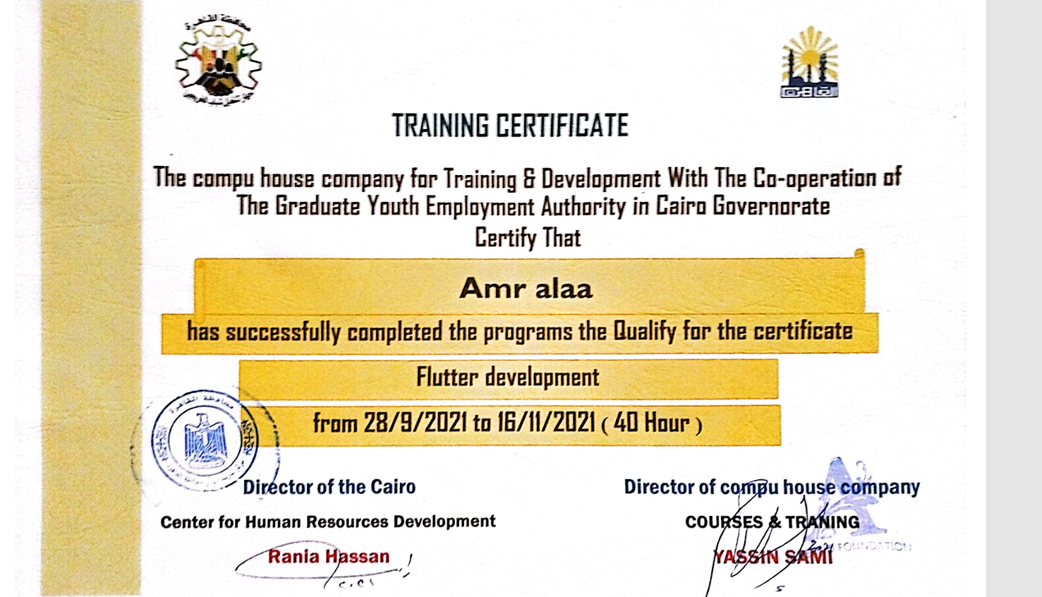 Flutter Training Certification in Giza Government